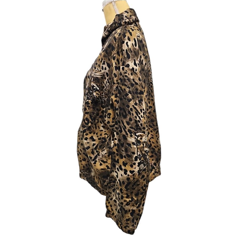 Vintage Cheetah Print Bomber Jacket, Size Medium, Silk - Picture 3 of 9